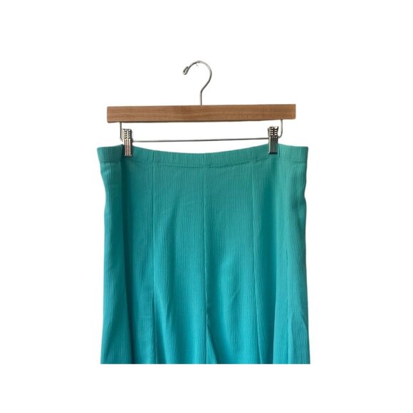 Susan Graver Midi Skirt L Pull On Pleated A-Line Aqua Turquoise Beach Coastal - Picture 2 of 9